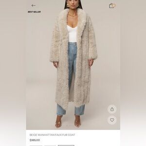 JLUXLABEL Luxurious Faux Fur Coat in Taupe